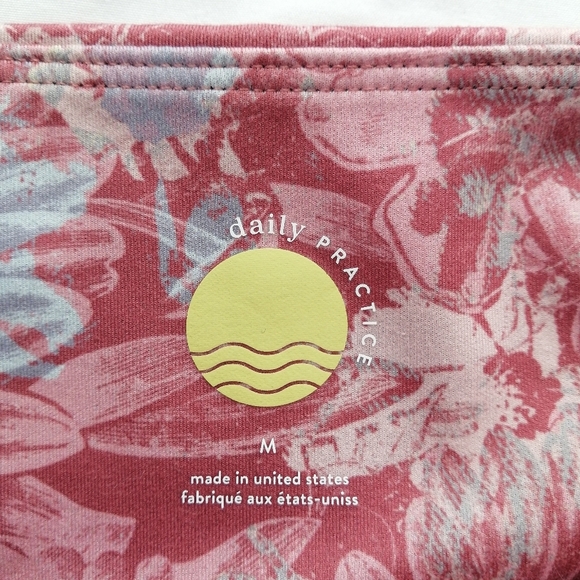 Anthropologie Daily Practice Allie Leggings Pink Floral 7/8 Ankle Tie Medium - Picture 12 of 16